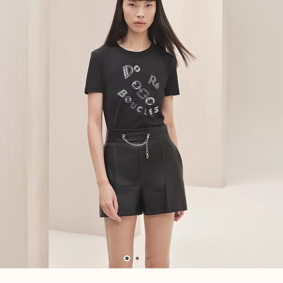 Hermes Tops - NEW Hermes Do Re Boucles black t shirt